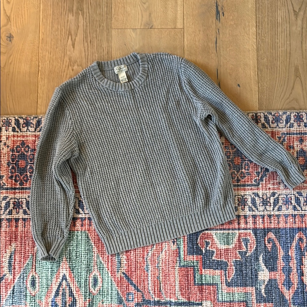 L.L. Bean Heather Gray Knit Crew Neck Sweater